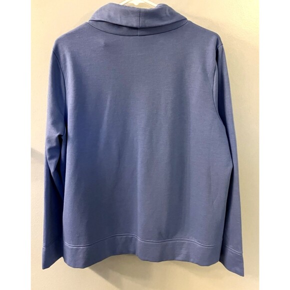 St. John’s Bay Womens Sz L Blue Fleece Pullover Cowl Neck Long Sleeve - Picture 6 of 6